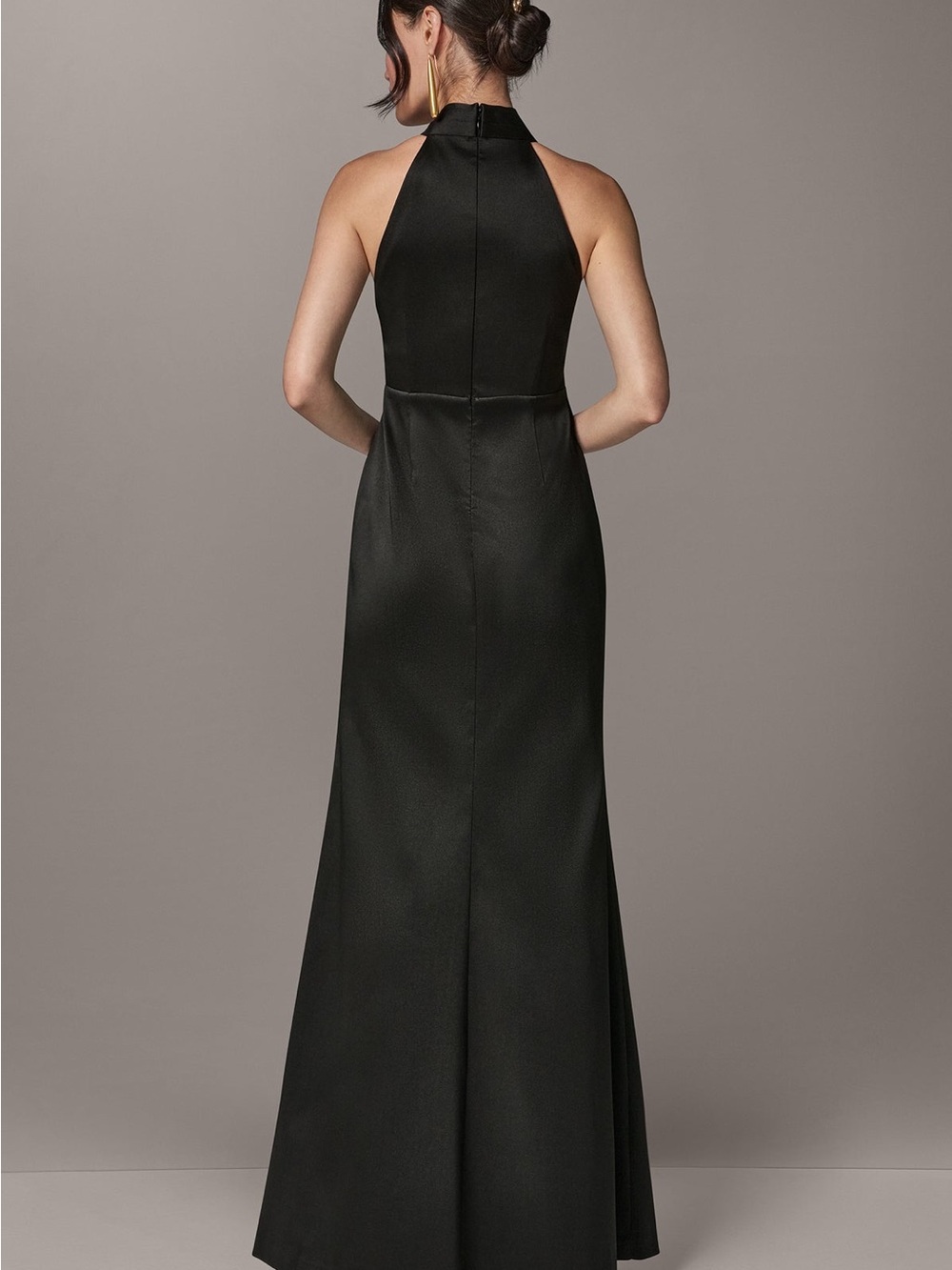 DONNA KARAN CROSS FRONT BLACK HALTER GOWN SIZE 6 NWT - Picture 4 of 8
